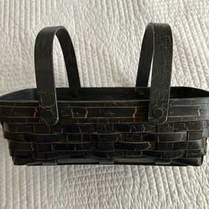 Basket Henn Workshops  Green Crackled Christmas Keepsake Handles Hand Crafted